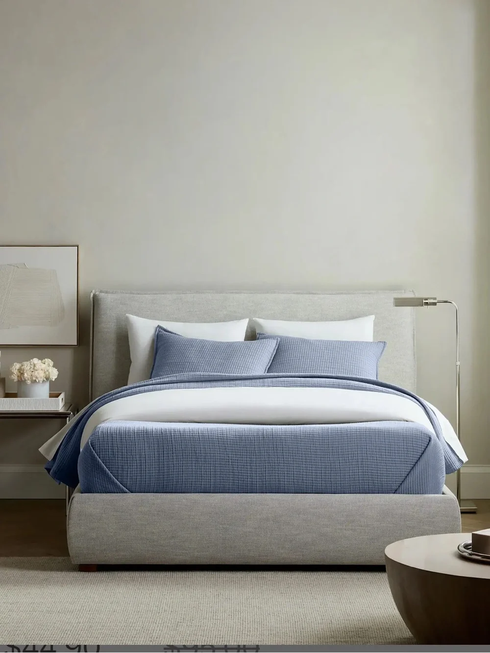 NWT Quince Organic Ribbed Cotton Sham Set in Mineral Blue!